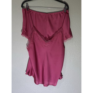 Victoria’s Secret Satin Lace Cami & Shorts Pajama Set Light Burgundy Wine Sz XL